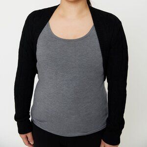 Shein Black Cable Knit Bolero Shrug Sweater Women Size XS 2 Acrylic Open Front